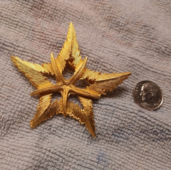 Vintage Starfish Nautical Beach Coastal Gold Tone Brooch Pin Classic Jewelry - Picture 2 of 3
